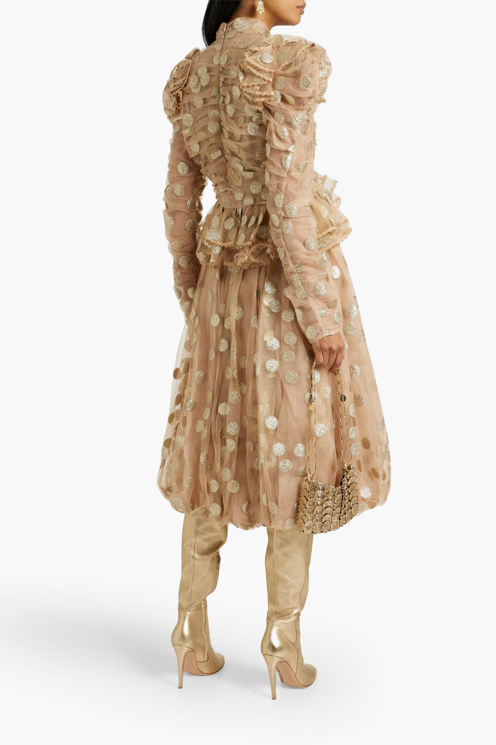 Zimmermann Ruffled Glittered Polka-Dot Tulle Blouse