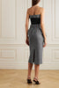 Maison Margiela Strapless Paneled Herringbone Wool and Stretch-Jersey Midi Dress