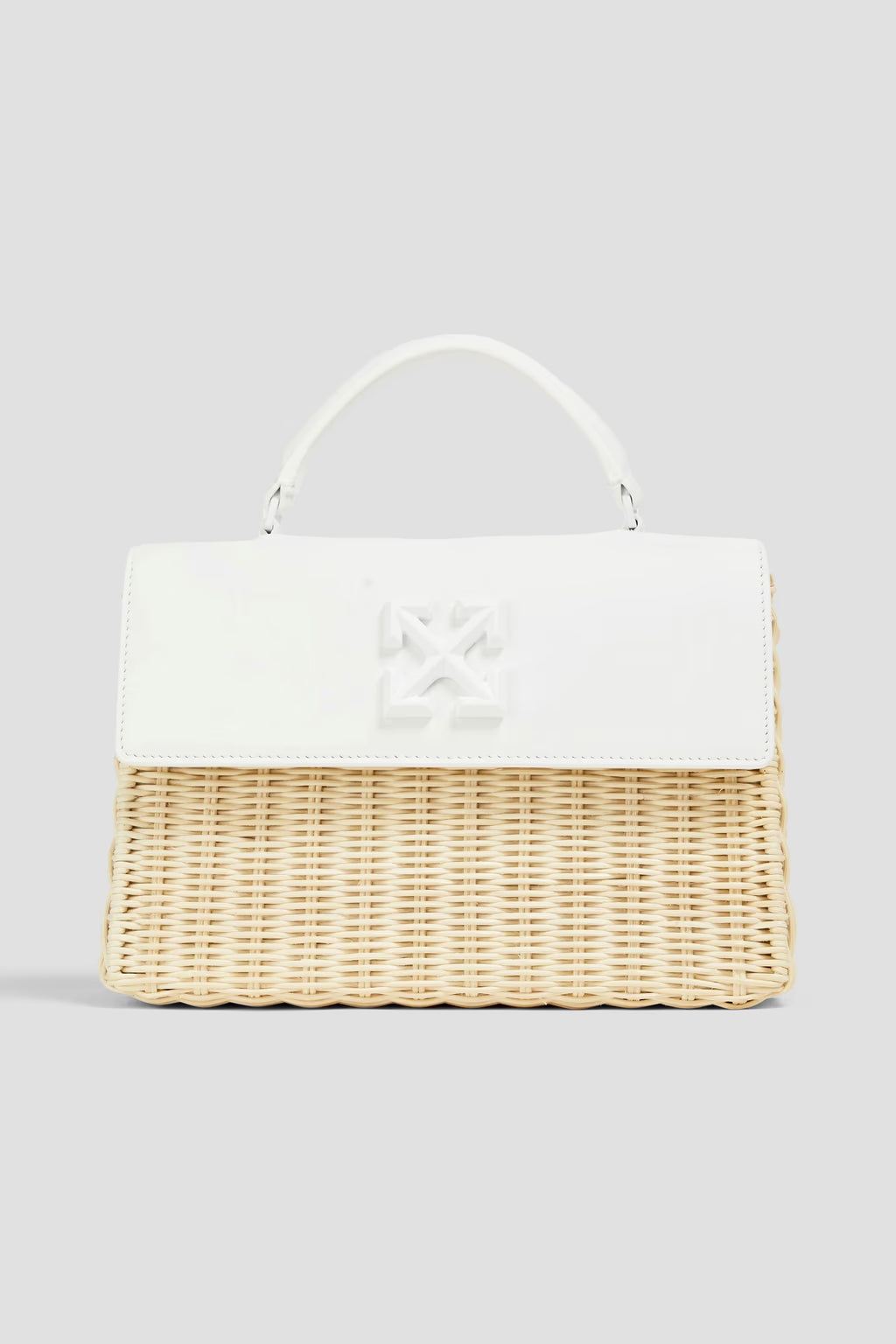 Off-White Jitney 1.4 leather and wicker tote