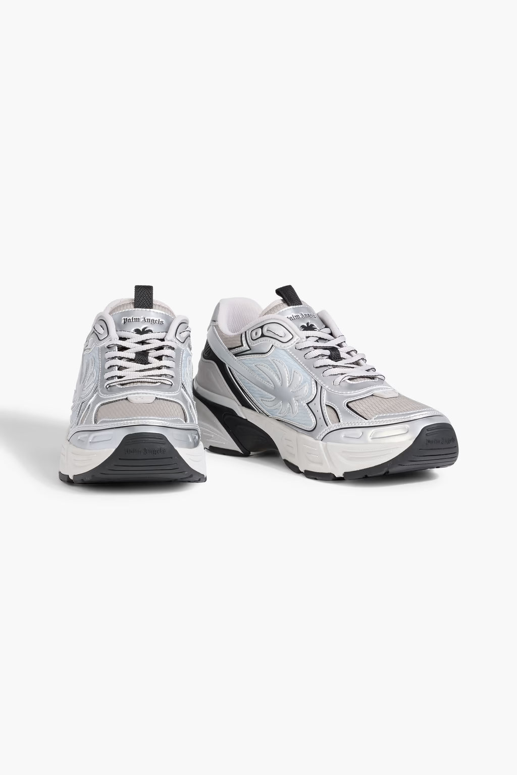 Palm Angels Metallic leather and mesh sneakers