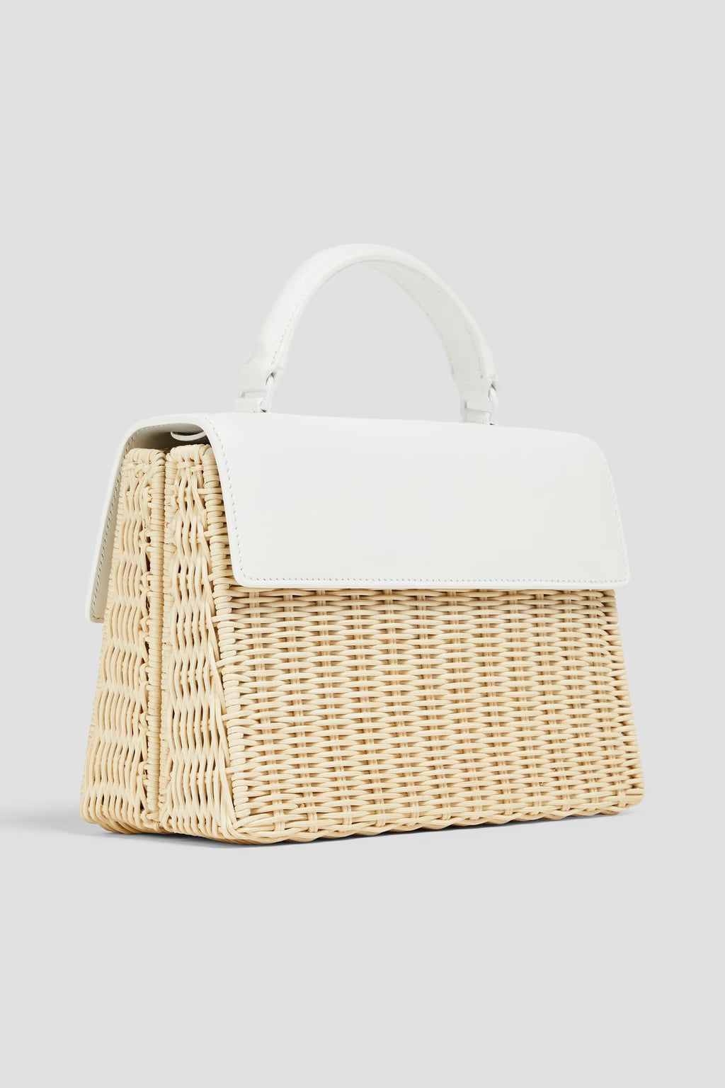 Off-White Jitney 1.4 leather and wicker tote