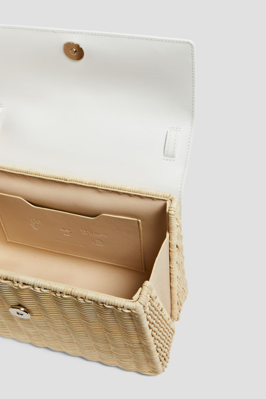 Off-White Jitney 1.4 leather and wicker tote