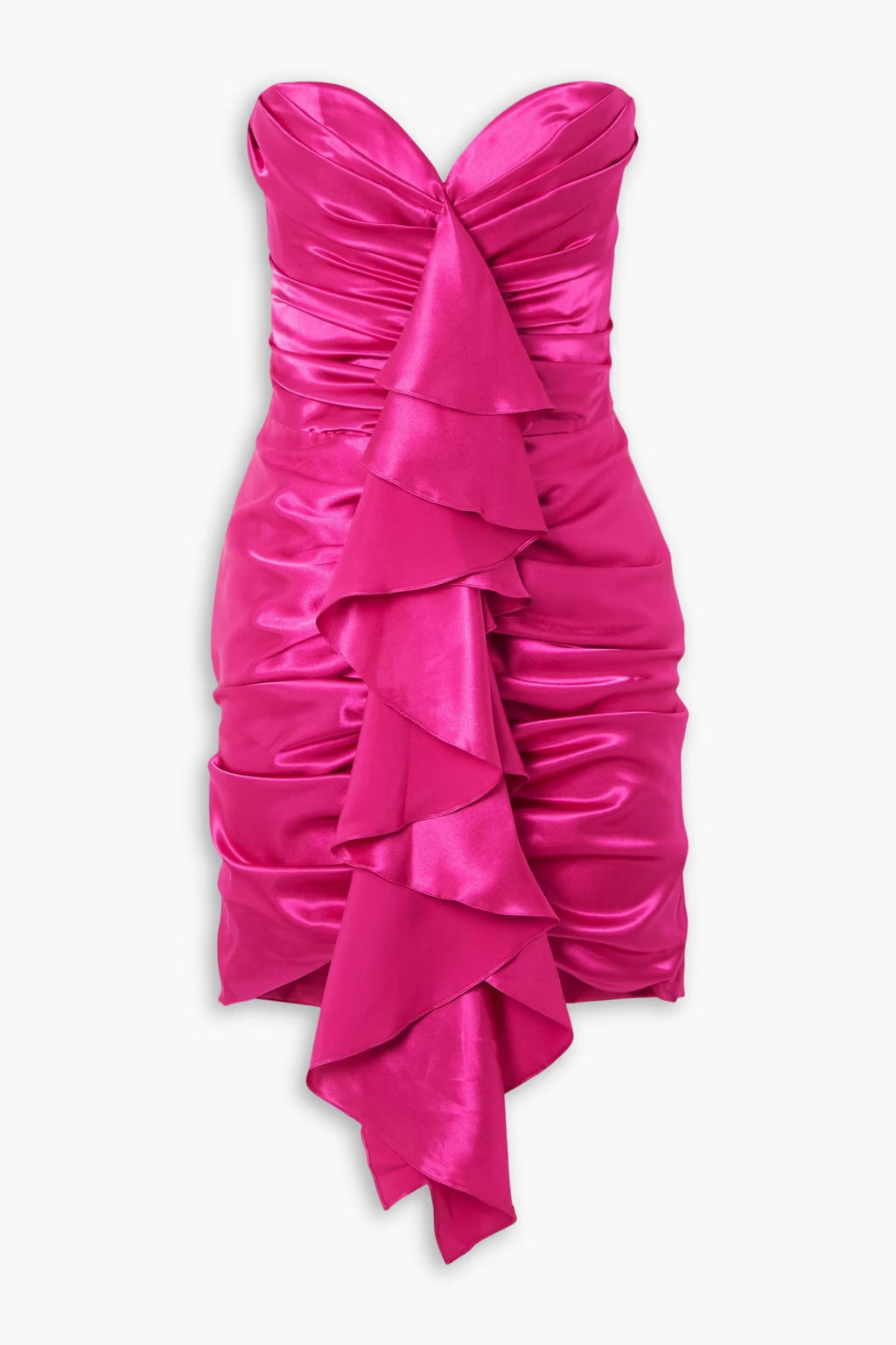 Rasario Ruched ruffled satin mini dress
